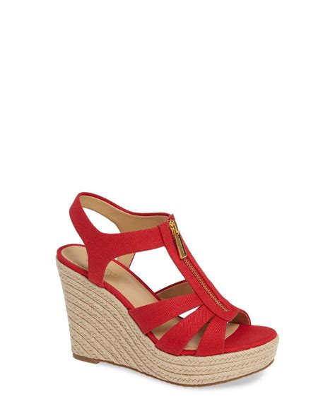 michael kors red wedge sandals